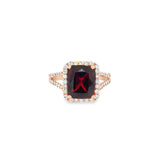 Cushion Cut Garnet and Diamond Ring