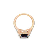Cushion Cut Garnet and Diamond Ring