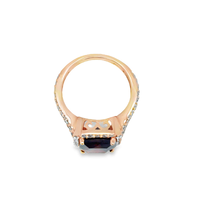 Cushion Cut Garnet and Diamond Ring