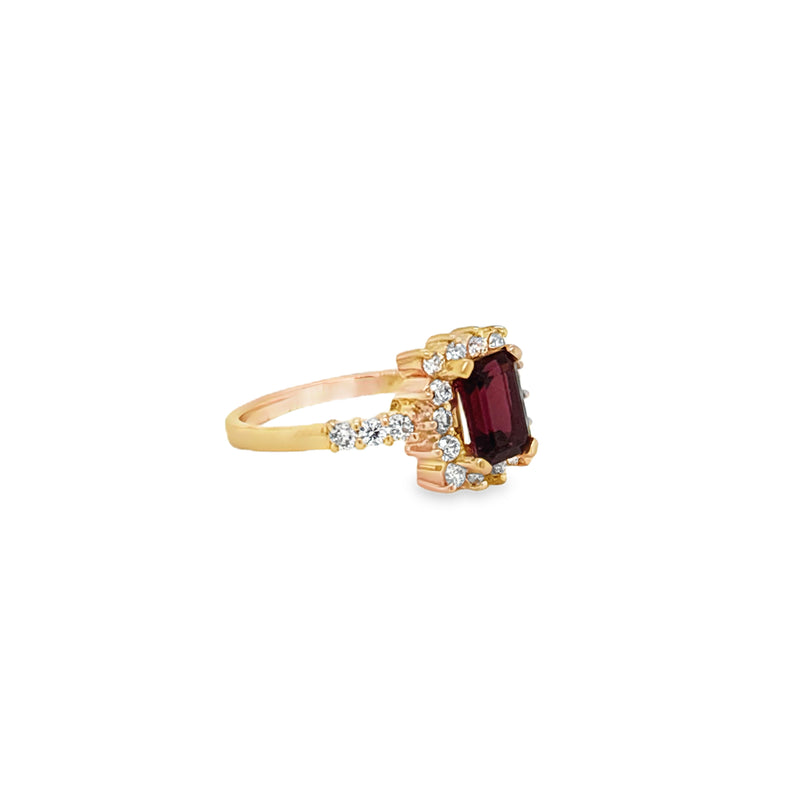 Rhodolite and Diamond Ring