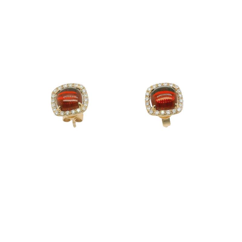 Garnet and Diamond Halo Studs