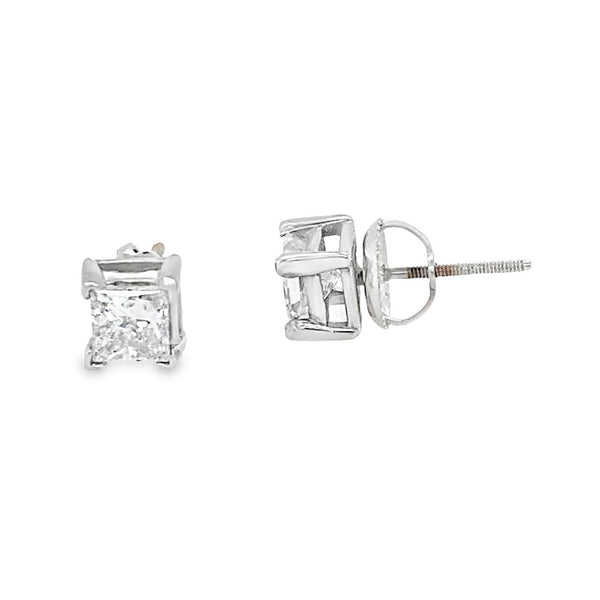 Estate Princess Cut Diamond Stud Earrings