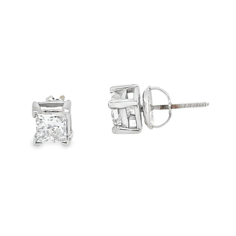 Estate Princess Cut Diamond Stud Earrings