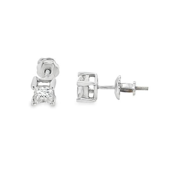 Small Princess Cut Diamond Studs