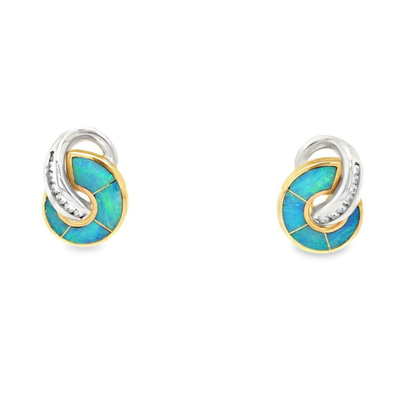 Opal Inlay and Diamond Earrings