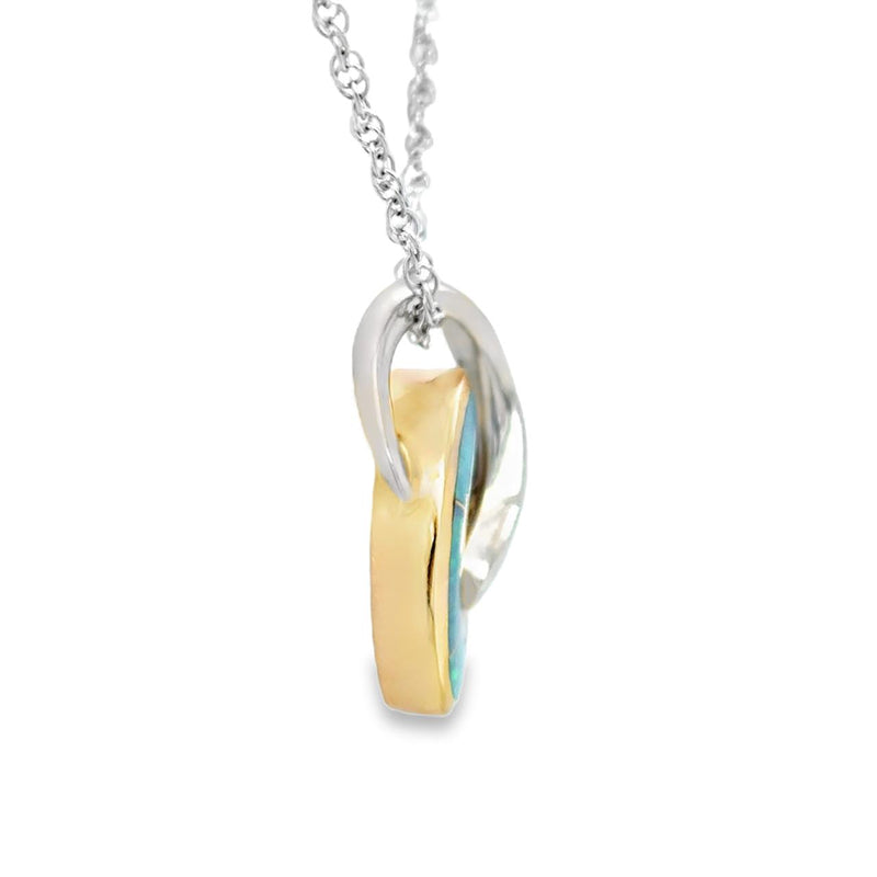 Opal Inlay and Diamond Pendant