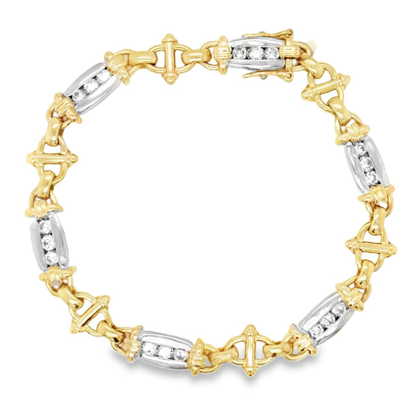 Two-Tone Diamond Fancy Link Bracelet
