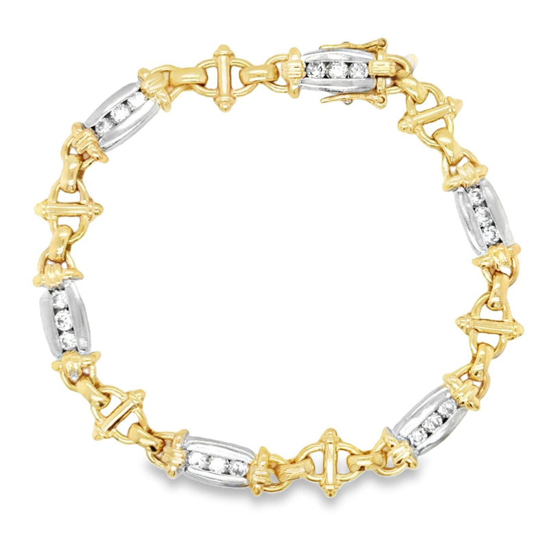 Two-Tone Diamond Fancy Link Bracelet