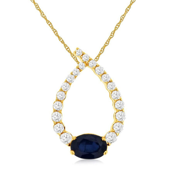 Teardrop Pendant with Sapphire and Diamonds