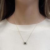 East-West Sapphire Pendant with Double Halo