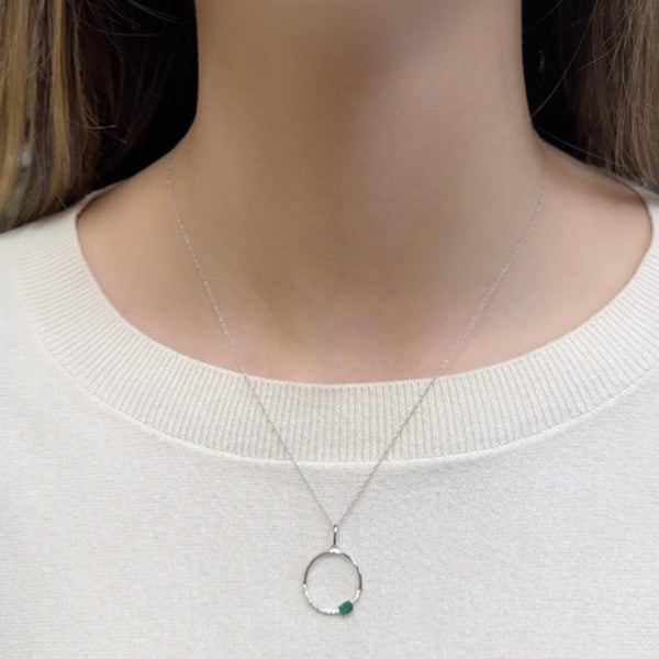 Emerald and Diamond Circle Pendant