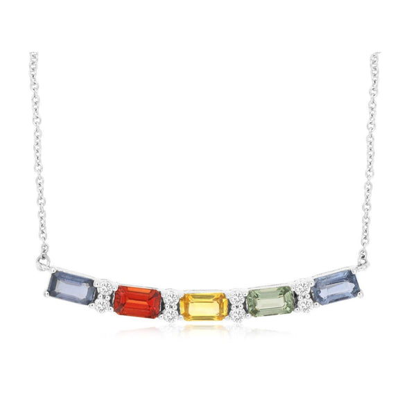 Multicolored Sapphire Bar Necklace