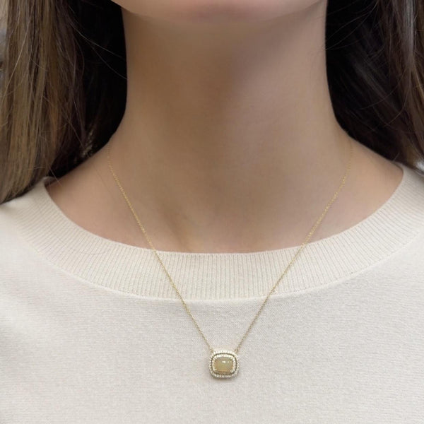 Opal in Double Halo Pendant