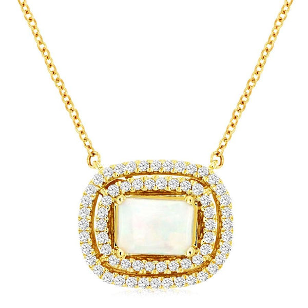 Opal in Double Halo Pendant