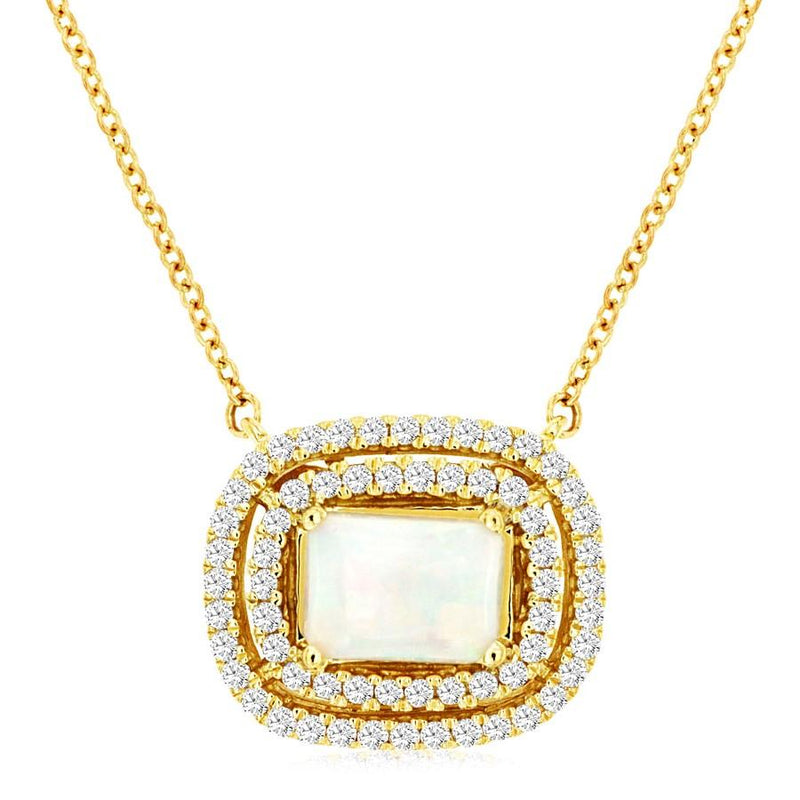 Opal in Double Halo Pendant