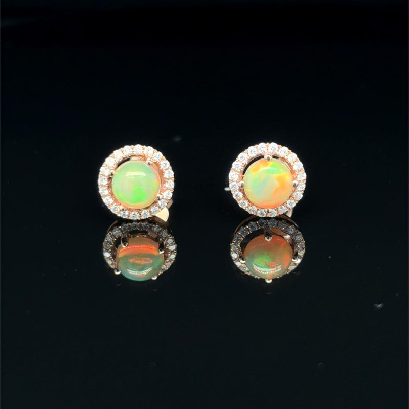 Opal and Diamond Halo Studs