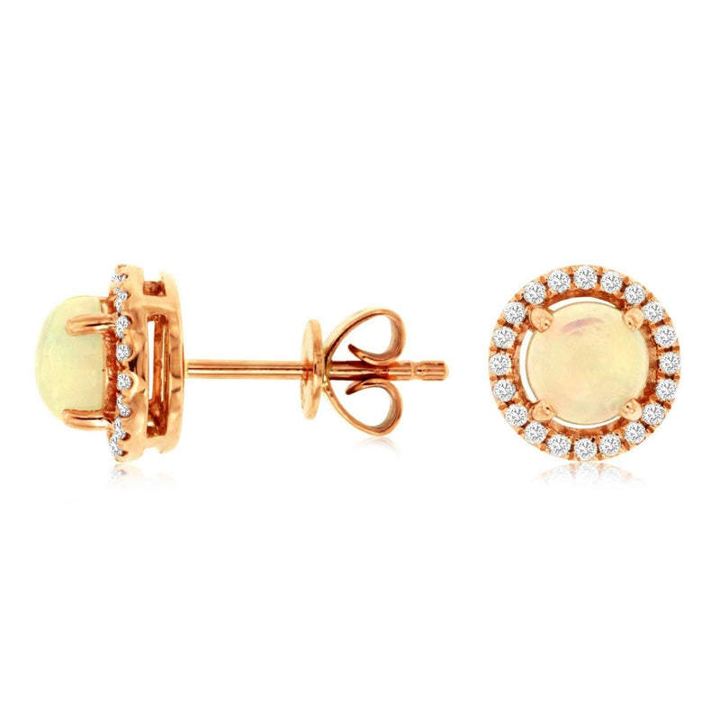 Opal and Diamond Halo Studs
