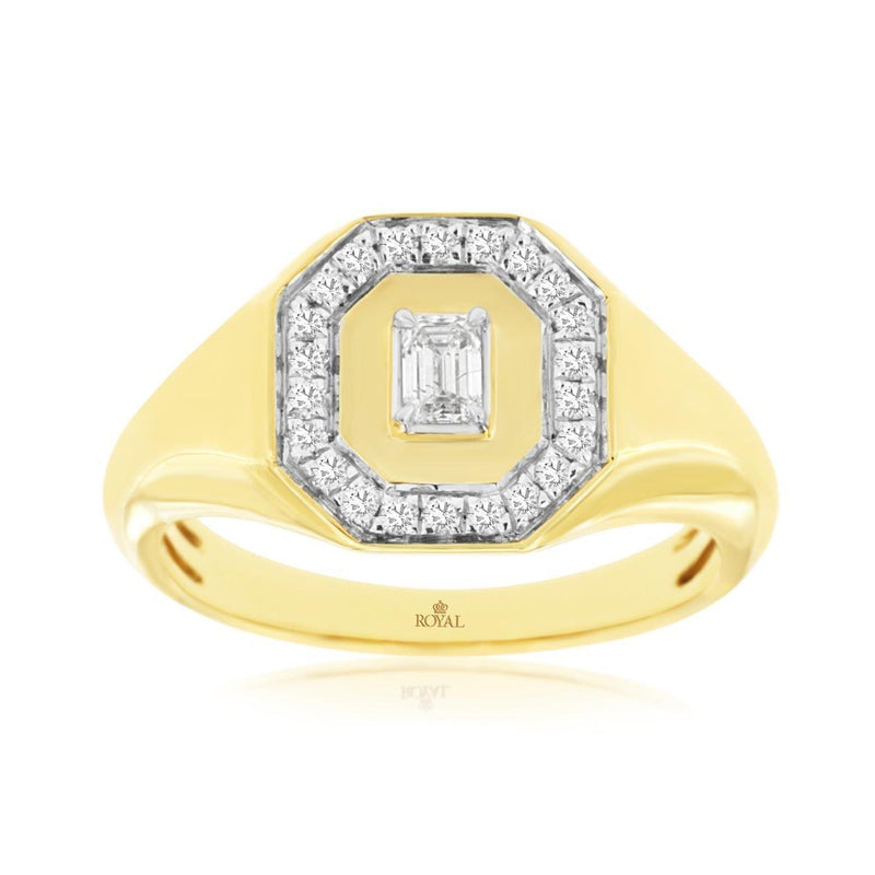 Octagonal Signet Ring with Diamonds