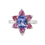 Tanzanite and Pink Sapphire Halo Ring
