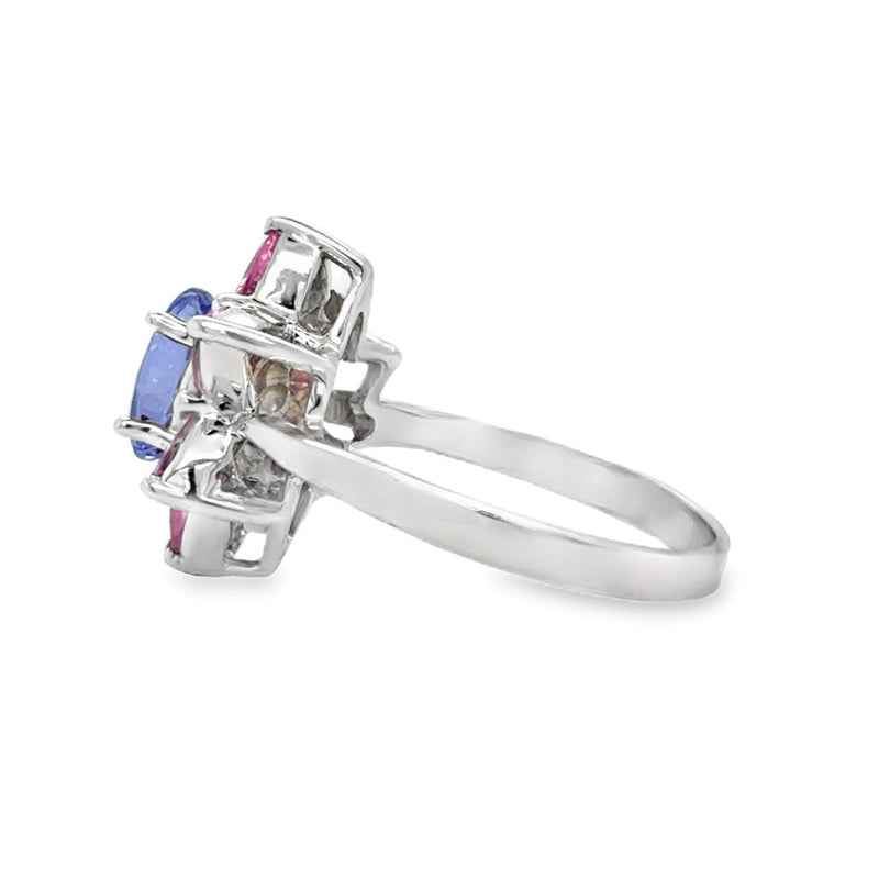 Tanzanite and Pink Sapphire Halo Ring