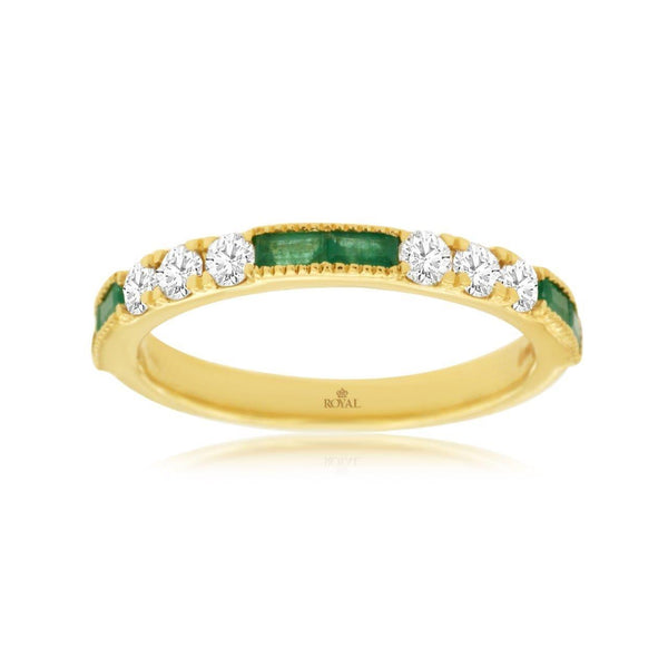 Alternating Diamond and Emerald Stackable Ring