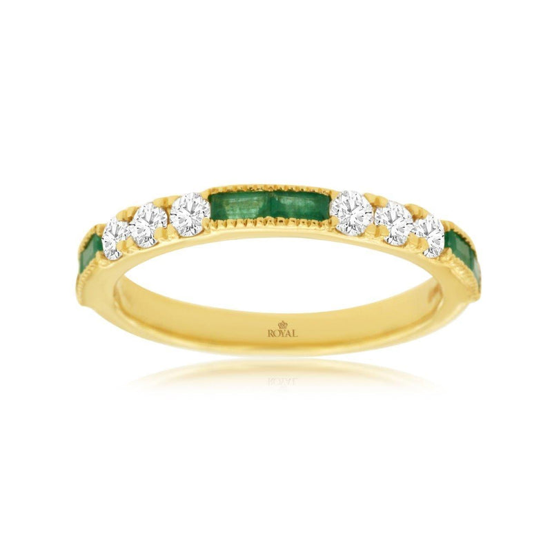 Alternating Diamond and Emerald Stackable Ring