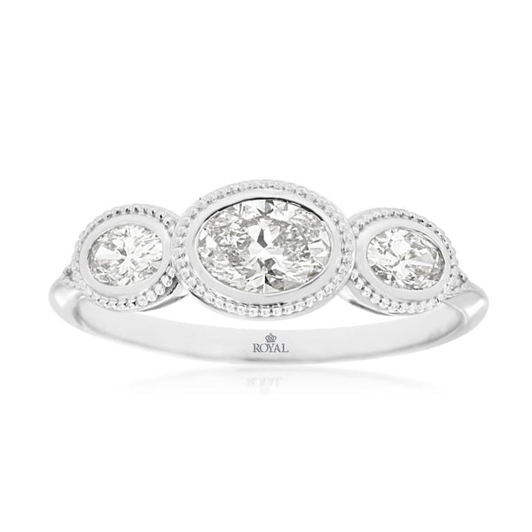 East-West Oval Diamond Engagement Ring