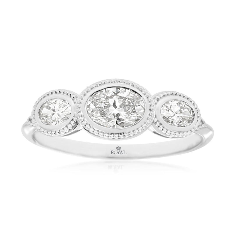 East-West Oval Diamond Engagement Ring