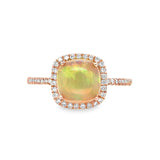 Cushion Opal and Diamond Ring in Rose Gold