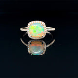 Cushion Opal and Diamond Ring in Rose Gold