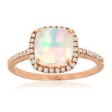 Cushion Opal and Diamond Ring in Rose Gold