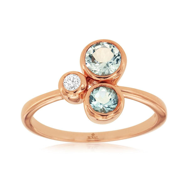 Aquamarine and Diamond Bezel-Set Ring