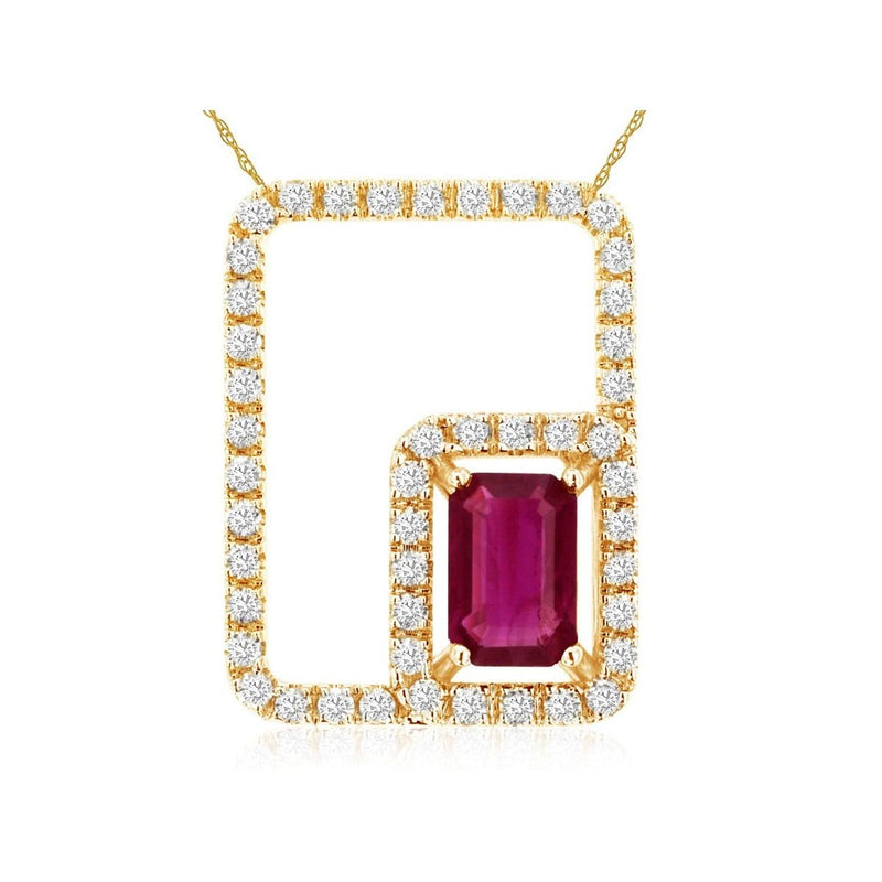 Emerald-Cut Ruby and Diamond Pendant