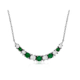 Emerald and Diamond Curved Bar Necklace