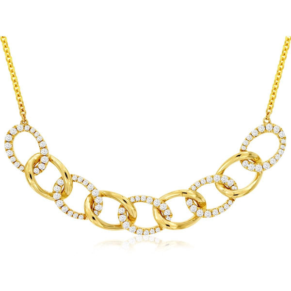 Diamond-Encrusted Curb Chain Bar Necklace