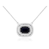 East-West Sapphire Pendant with Double Halo