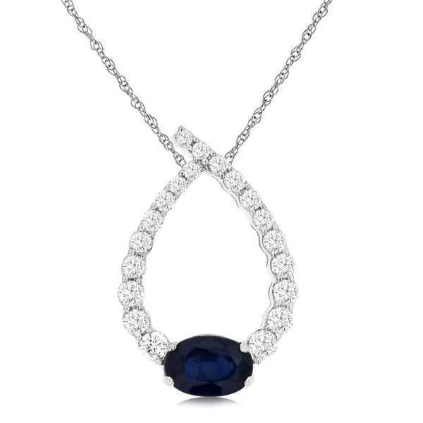 Teardrop Pendant with Sapphire and Diamonds