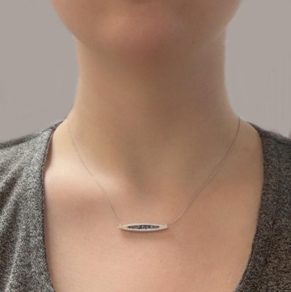 Tapered Bar Necklace with Sapphires and Diamonds