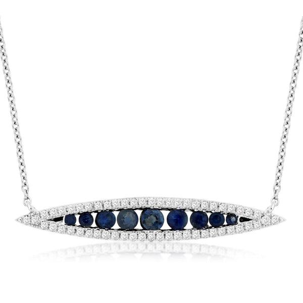 Tapered Bar Necklace with Sapphires and Diamonds
