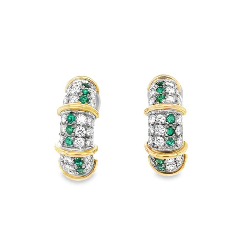 Pavé Emerald and Diamond J-Hoop Earrings