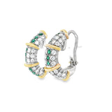 Pavé Emerald and Diamond J-Hoop Earrings
