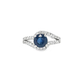Sapphire and Diamond Split Shank Ring