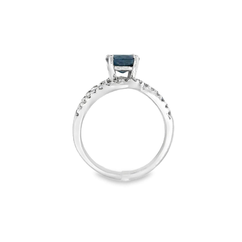 Sapphire and Diamond Split Shank Ring