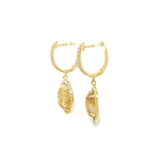 Rutilated Quartz and Diamond Dangle Earrings