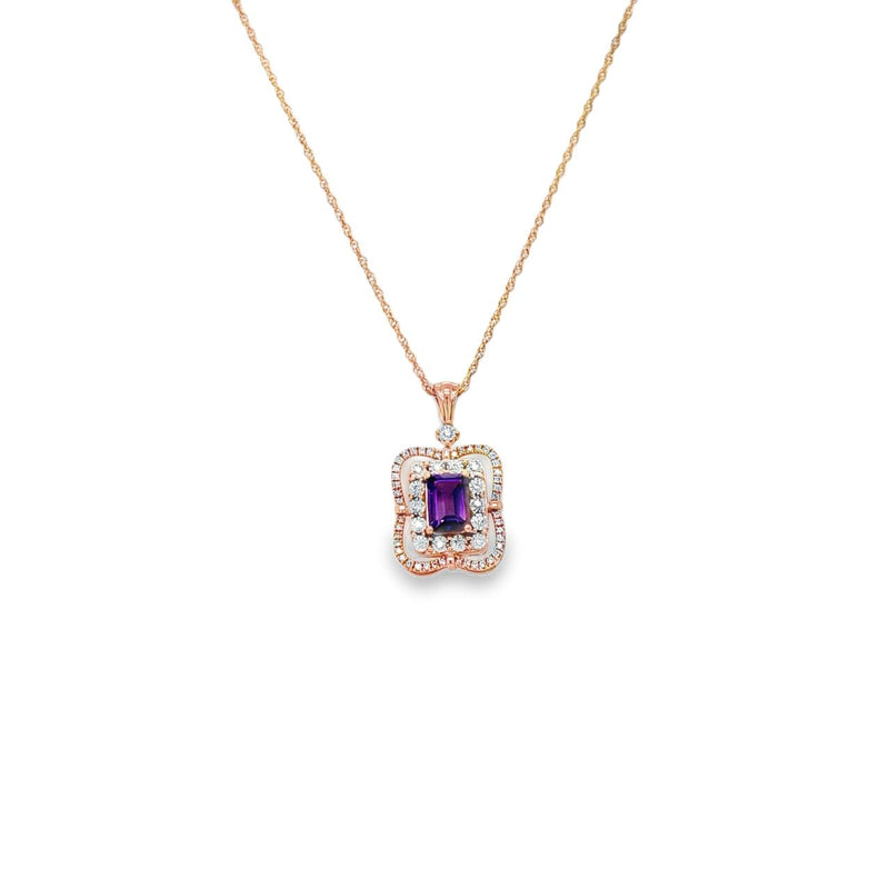 Butterfly-shape Amethyst and Diamond Pendant