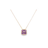 Amethyst and Diamond Square-Shaped Pendant