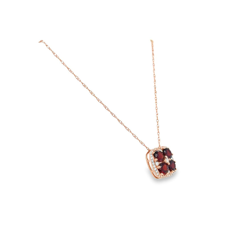 Cushion-Shaped Garnet and Diamond Pendant