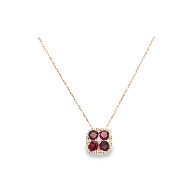 Cushion-Shaped Garnet and Diamond Pendant