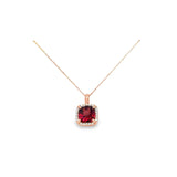 Garnet With Diamond Halo Pendant