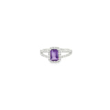 Emerald-Cut Amethyst and Diamond Ring